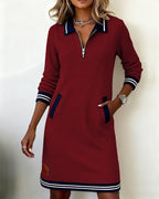 Ludovica | Abito polo con zip a maniche lunghe