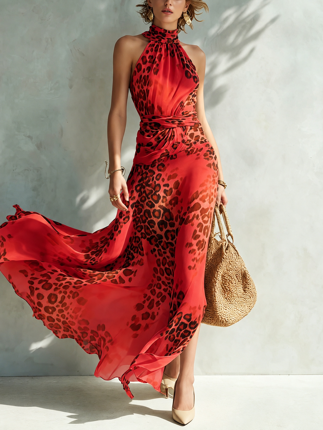 Daniela | Abito lungo con stampa animalier