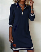 Ludovica | Abito polo con zip a maniche lunghe