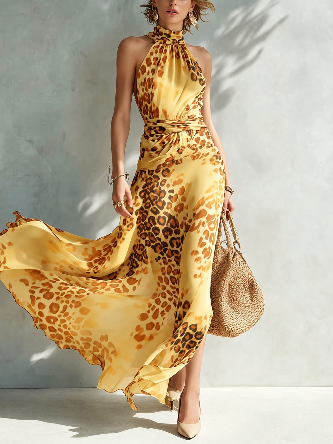 Daniela | Abito lungo con stampa animalier
