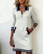 Ludovica | Abito polo con zip a maniche lunghe