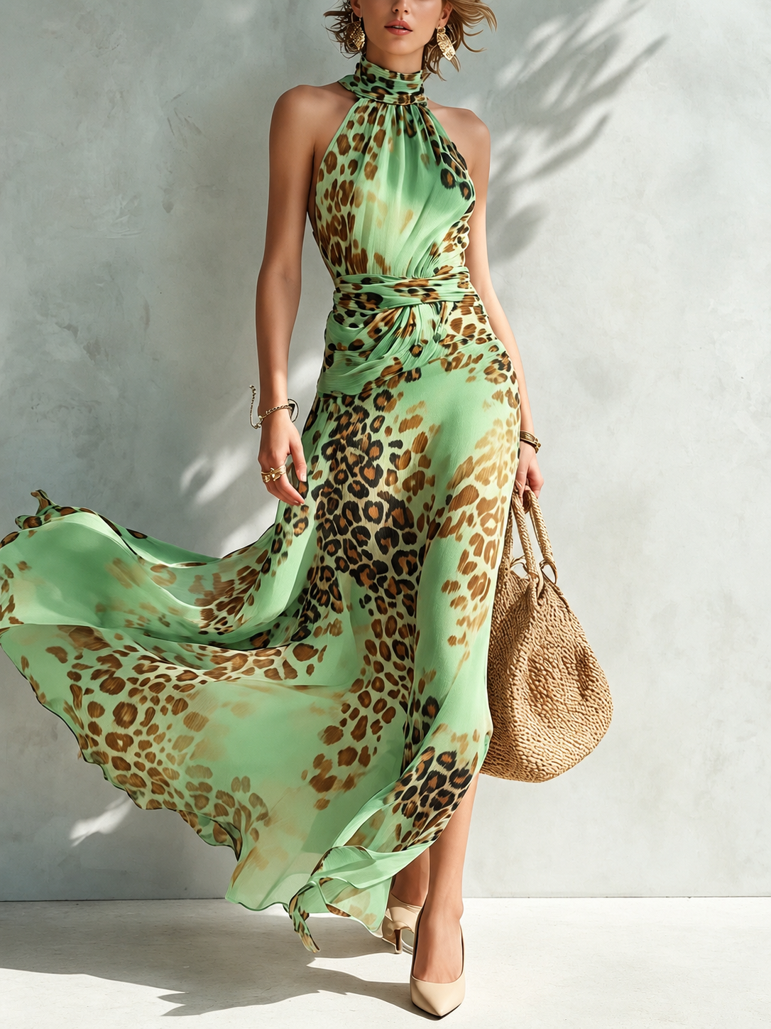 Daniela | Abito lungo con stampa animalier