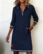 Ludovica | Abito polo con zip a maniche lunghe