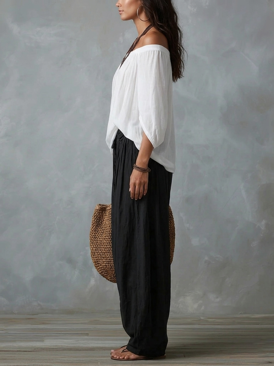 Federica | Completo fluido con spalle scoperte