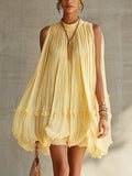 Margherita | Mini abito halter giallo con volant