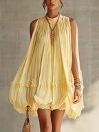 Margherita | Mini abito halter giallo con volant