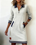 Ludovica | Abito polo con zip a maniche lunghe