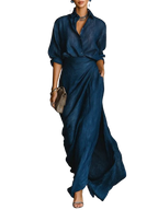 Celeste | Completo elegante blusa e gonna lunga