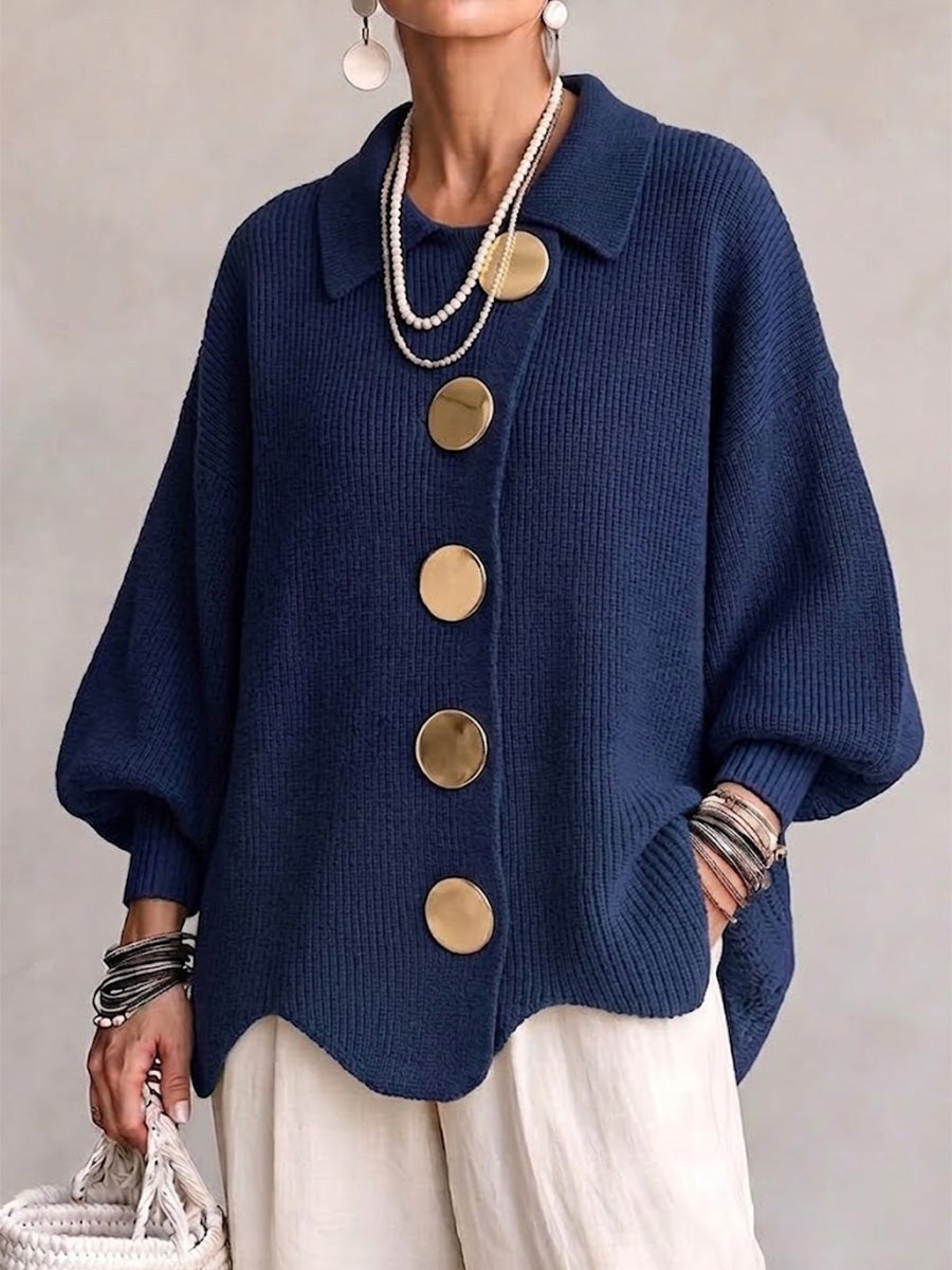 Luna | Cardigan oversize con grandi bottoni dorati